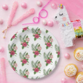 Roze Tropische Bloemen Bruidsdouche Papieren Bordje (Feest)