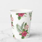 Roze Tropische Bloemen Bruidsfeest Papieren Bekers (Achterkant)