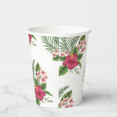 Roze Tropische Bloemen Bruidsfeest Papieren Bekers (Rechts)