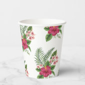 Roze Tropische Bloemen Bruidsfeest Papieren Bekers (Voorkant)
