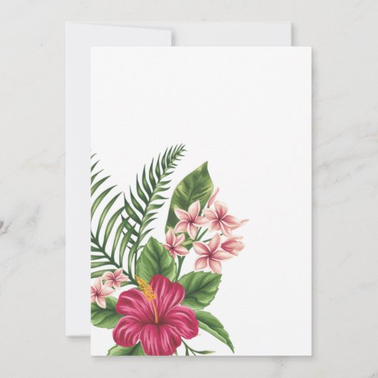 Roze tropische bloemen bruidsfeest uitnodiging (Achterkant)