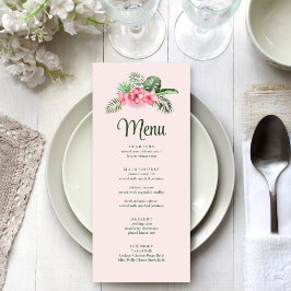 Roze Tropische Bloemen Bruiloft Menu