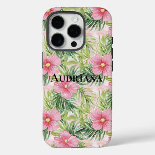  roze tropische bloemen iPhone 16 pro hoesje