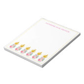 Roze tropische bloemen en gouden ananas notitieblok (Linkerzijde)