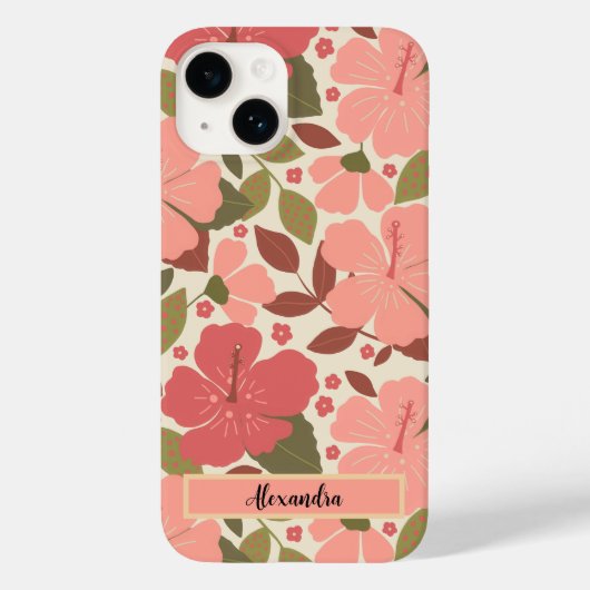 Roze Tropische Bloemen Gepersonaliseerde Hoesje-Ma Case-Mate iPhone Case (Achterkant)