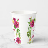 Roze Tropische Bloemen Luau Party Cups Verjaardag Papieren Bekers (Links)
