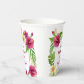 Roze Tropische Bloemen Luau Party Cups Verjaardag Papieren Bekers (Rechts)