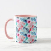 Roze tropische bloemen mok (Links)