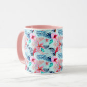 Roze tropische bloemen mok (Voorkant links)