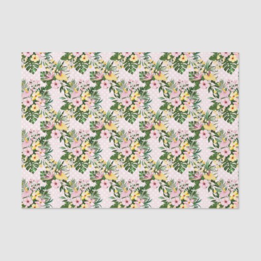 Roze tropische bloemen (ontwerp 20-roze serie) tissuepapier (Voorkant)