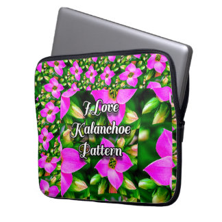 Roze Tropische Bloemen Patroon Laptop Sleeve