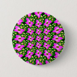 Roze Tropische Bloemen Patroon Ronde Button 5,7 Cm