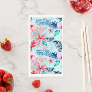 Roze tropische bloemen servet