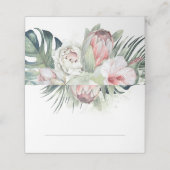 Roze Tropische Bloemen Strand Bruiloft Plaatskaartje (Buitenkant ongevouwen)