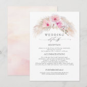 Roze Tropische Bloemen Trouwinformatie Informatiekaartje (Voorkant / Achterkant)