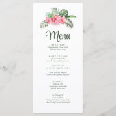 Roze Tropische Bloemen Trouwmenu Menu (Voorkant)