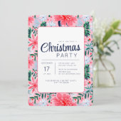 Roze Tropische Bloemen Vakantie Uitnodiging (Staand voorkant)