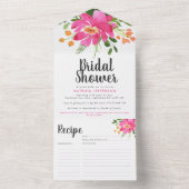 Roze Tropische bloemen Vrijgezellenfeest Recipe All In One Uitnodiging (Binnen)