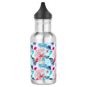 Roze tropische bloemen waterfles  (Links)