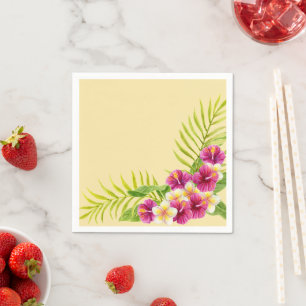 Roze Tropische Bloemige Luau Verjaardagsfeest Servet