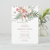 Roze Tropische Boho Floral Vrijgezellenfeest Kaart (Staand voorkant)