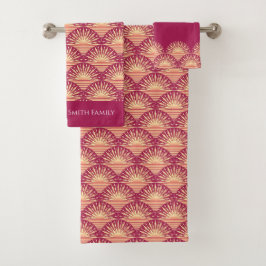 Roze Tropische Boho Roze Goud zonsondergang / zons Bad Handdoek