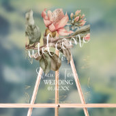 Roze Tropische Botanische Bloemen Gouden Bruiloft Acryl Bord (Neutraal)