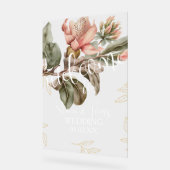 Roze Tropische Botanische Bloemen Gouden Bruiloft Acryl Bord (Hoek)