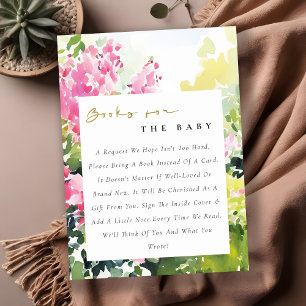 Roze Tropische Bougainvillea Boeken Voor Babyfeest Informatiekaartje