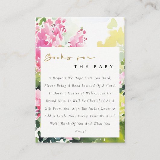 Roze Tropische Bougainvillea Boeken Voor Babyfeest Informatiekaartje (Voorkant)