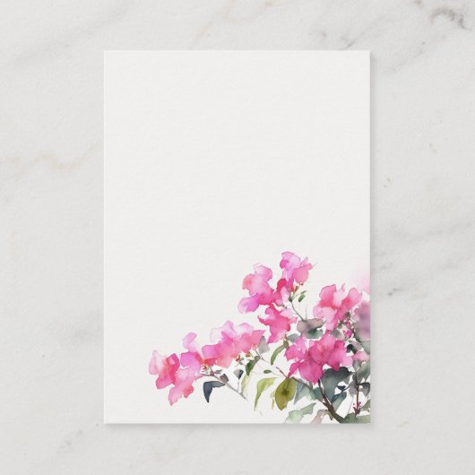 Roze Tropische Bougainvillea bruiloft wensen goed Informatiekaartje (Achterkant)
