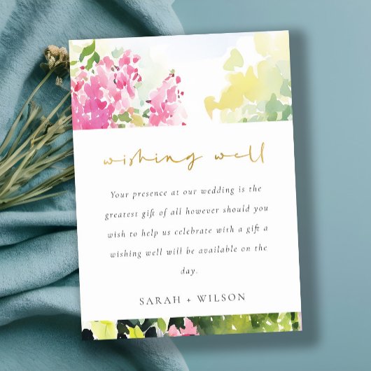 Roze Tropische Bougainvillea bruiloft wensen goed Informatiekaartje