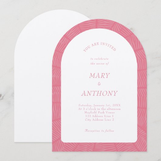 Roze Tropische bruiloft Kaart (Voorkant / Achterkant)