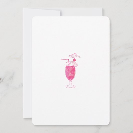 Roze tropische cocktail Bachelorette Kaart (Achterkant)