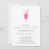 Roze tropische cocktail Bachelorette Kaart (Voorkant)