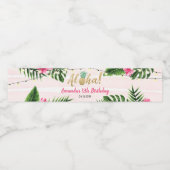 Roze tropische flacon Water Etiket (Enkel label)