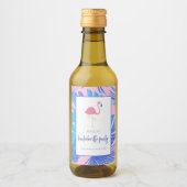 Roze Tropische Flamingo Beach Bachelorette Wijn Etiket (Voorkant)
