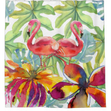 Roze Tropische Flamingo Bird Waterverf