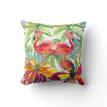 Roze Tropische Flamingo Bird Waterverf