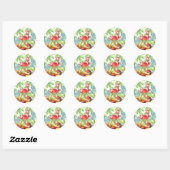 Roze Tropische Flamingo Bird Waterverf Ronde Sticker (Vel)
