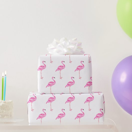 Roze Tropische Flamingo Cute Birthday Party Cadeaupapier (Feestgeschenken)