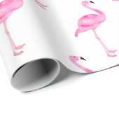 Roze Tropische Flamingo Cute Birthday Party Cadeaupapier (Rol Hoek)
