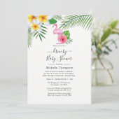 Roze Tropische Flamingo Drive by Shower Kaart (Staand voorkant)