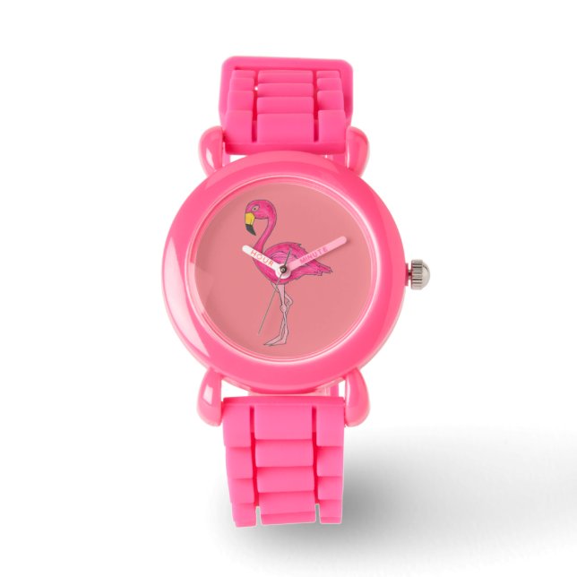 Roze Tropische Flamingo Flamingos Bird Watch Horloge (Voorkant)