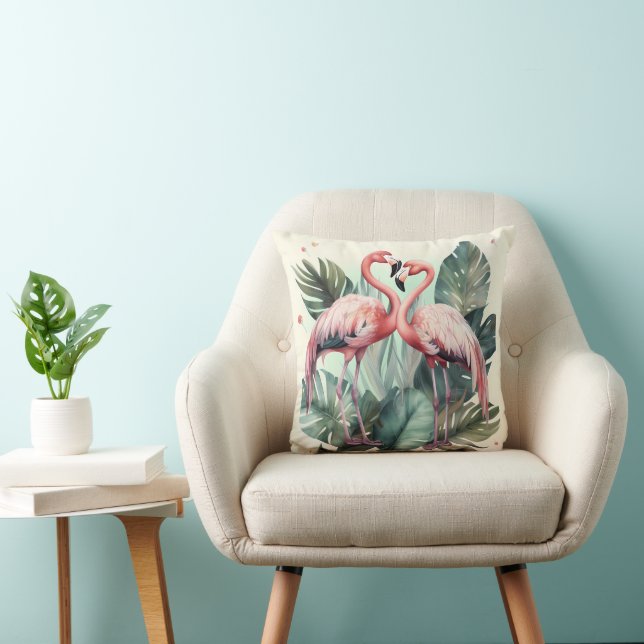 Roze tropische flamingo kussen (Stoel)