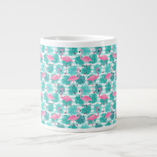 Roze Tropische Flamingo Palmparadijs Koffiemok Grote Koffiekop