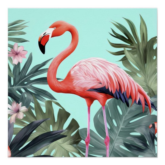 Roze tropische flamingo perfect poster (Voorkant)