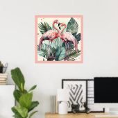 Roze tropische flamingo poster (Thuiskantoor)