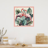 Roze tropische flamingo poster (Keuken)