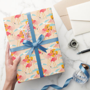 Roze Tropische Flamingo's op Blush Wrapping Paper Cadeaupapier